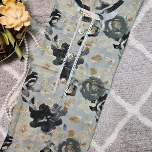 grey color printed kurthi