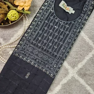 Black color kurthi with self color thread & Sequence embroidery work on the yoke part